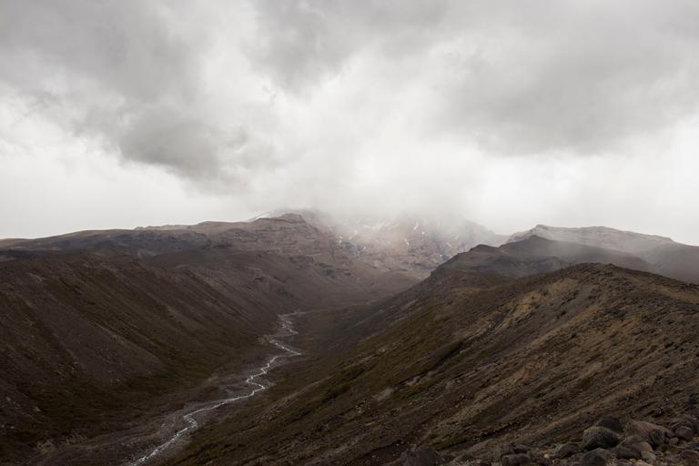 Sarah Davis; Maunga; Cloud rolling in over the sacred peaks of Mt Ruapehu.