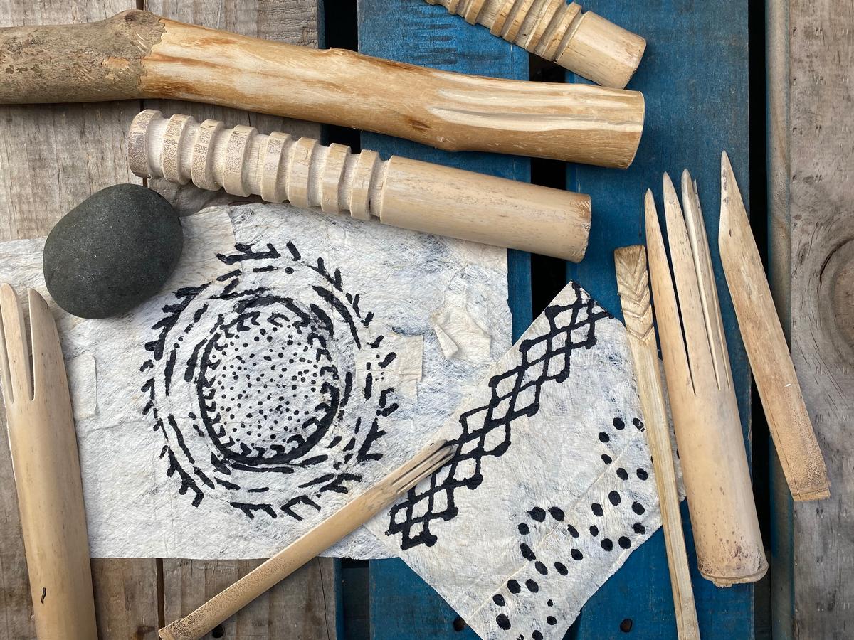 Jasmine Tuiā; Studio 2;Wooden liners   decorative tapa tools