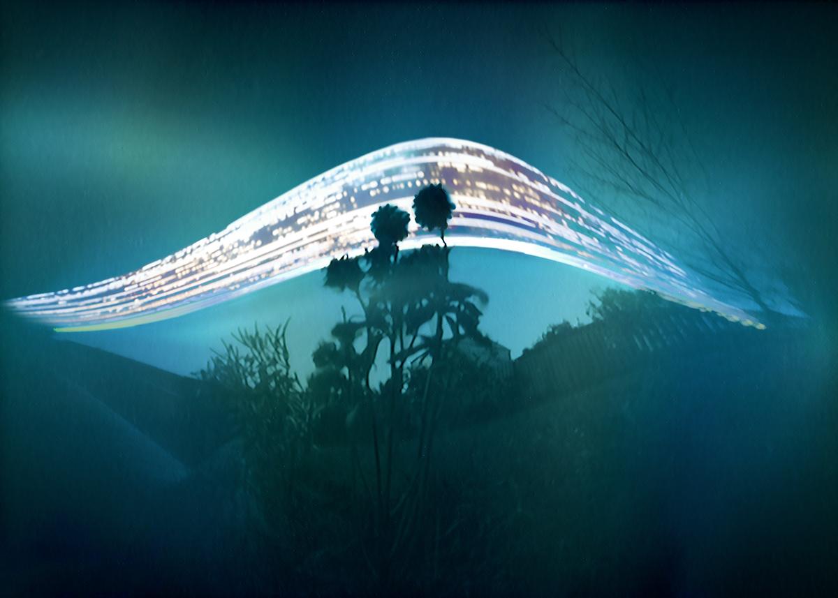 Matt Hurley;September Solargraph;This is a solargraph I made with a drink can and light sensitive photo paper. It's a month long exposure which began in September in my backyard.