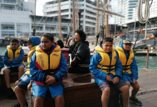 Zion; The crew on the waka; We went to the maritime museum for a school trip and some of our classmates ended up on a boat.