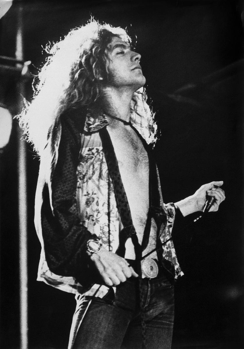 Bruce Jarvis;Robert Plant, Led Zeppelin.;Robert Plant immerses himself in the music. It was 1972, a warm February evening in Auckland. One of the greatest concerts held at Western Springs.