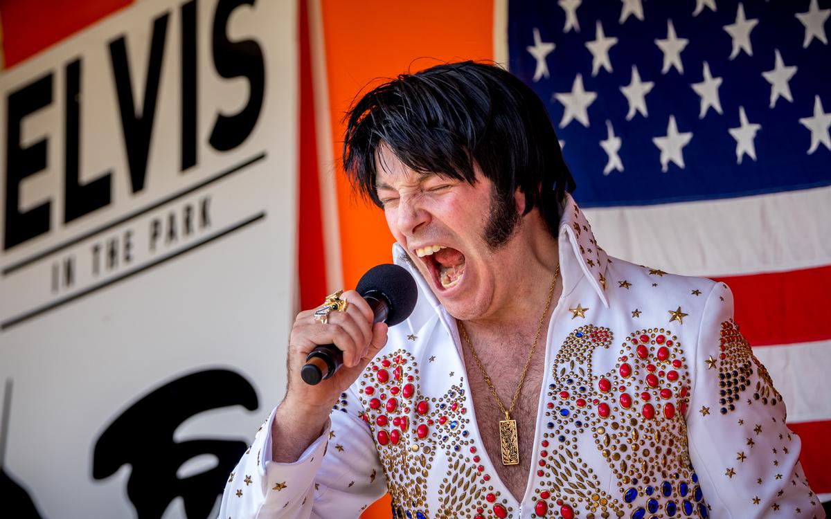 Dave Simpson; Elvis in the Park 2017;Each year fans gather in an Auckland park to celebrate Elvis' birthday and watch Elvis impersonators belt out the hits