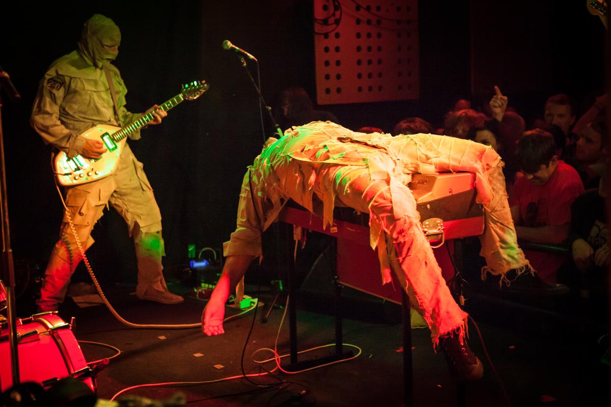 Stella Gardiner; The Mummies at Bodega in Wellington.;A garage punk rock band from California who play wrapped up in bandages. Does anyone know who they really are?