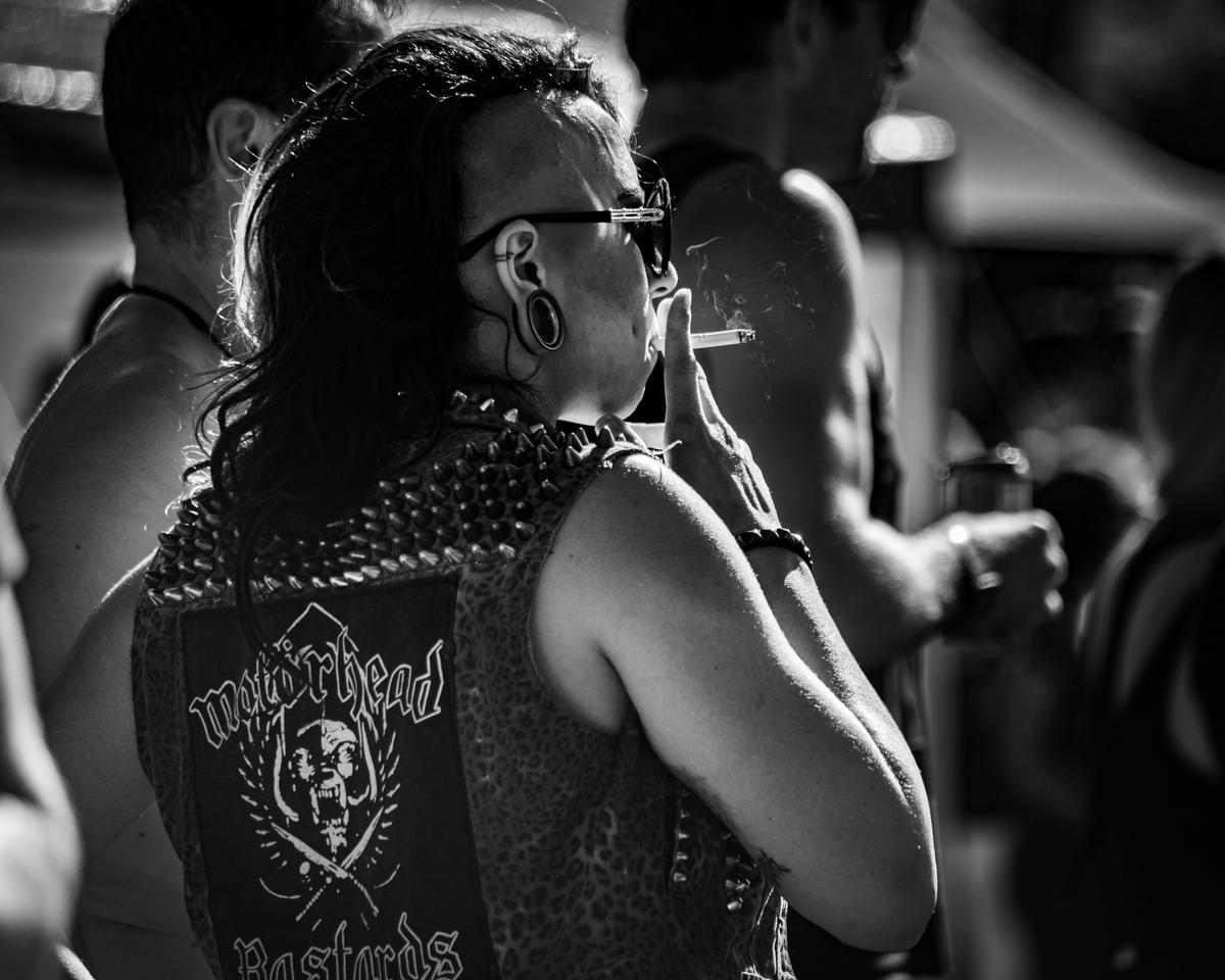 Stephen Long;Motorhead fan;Punk woman smoking, Rock the Park 2017