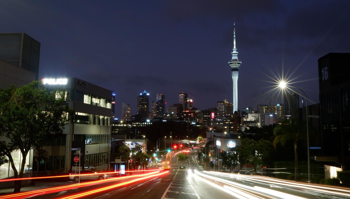 Damian Andrews;Damian Andrews Colleges Rd Sky Tower at night