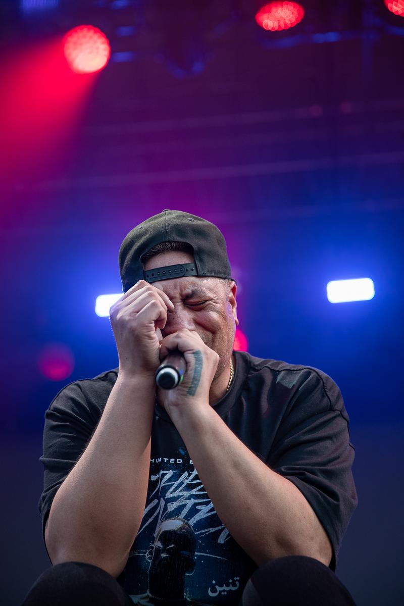 Scribe feeling emotional during his set at Hagley Park Christchurch