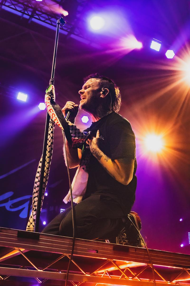  A moment I caught of Bert (vocalist) clasping the scarf he had tied to his microphone that said ‘Free Palestine’.