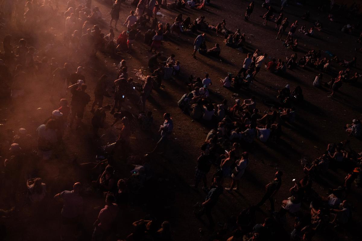 George Heard;Punters wait on the next act on the main stage at Electric Ave 2024;George Heard/NZ Herald