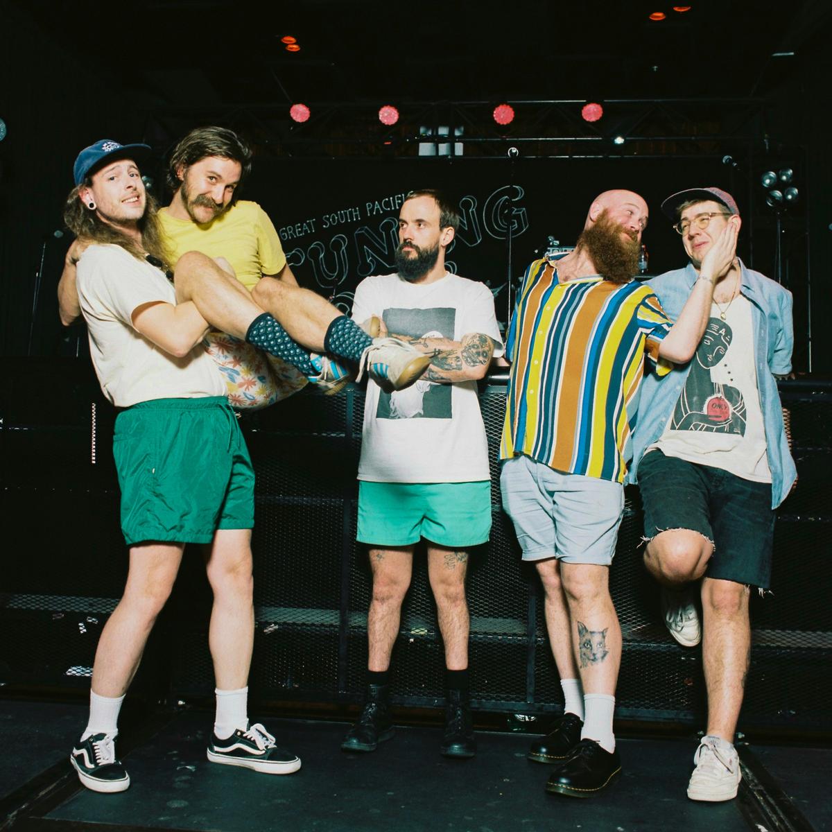 Steve Wheadon;Idles portrait ;UK punk band Idles group portrait taken at The Tuning Fork on Portrait 160 film.