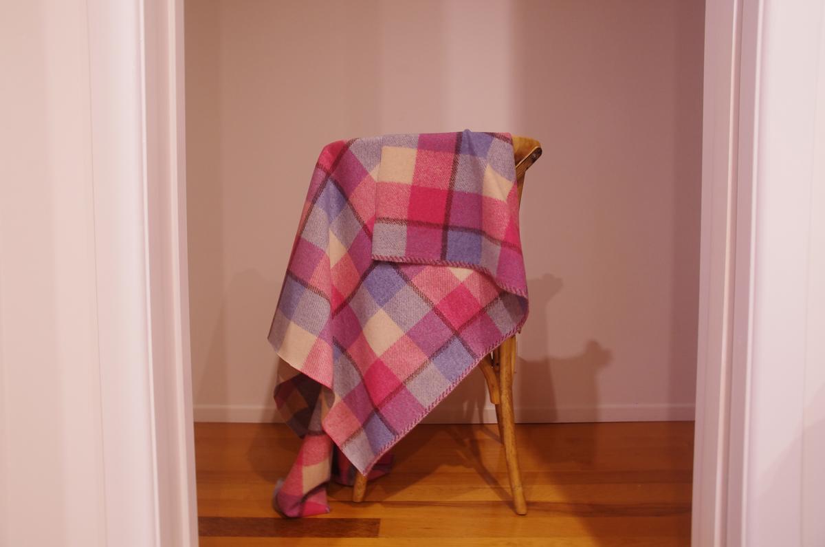Michelle Yu;A Moment of Texture;This photo shows a piece of pink grid fabric resting on a chair. I wanted to capture the softness of the fabric and the texture. The warm lighting and shadows make it feel calm and quiet, like a small moment that’s easy to miss but nice to notice.