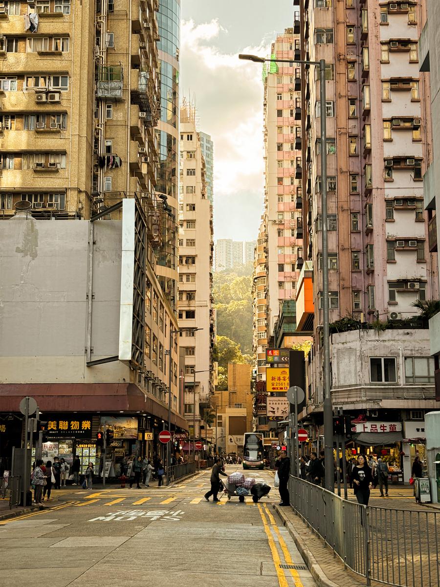 Winny He;Streets of Hong Kong;It was my first time back in Hong Kong in a while. Every corner we turned reeked of sewage water. As we come to a stop, my brother tells me he likes the sound the lights make when waiting to cross. I look out into the distance of busy workers and scurrying kids. Maybe it wasn't as bad as i imagined.