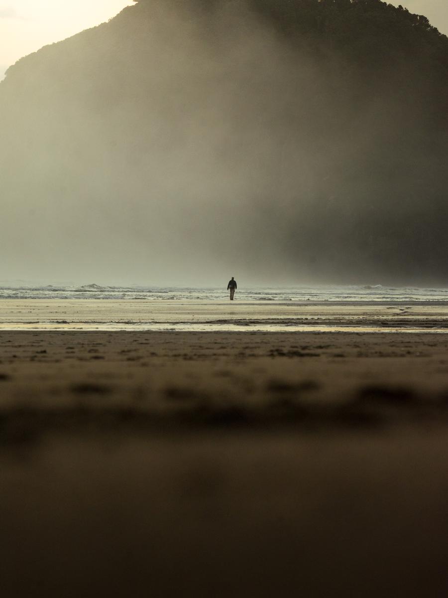Yechang chen;Ephemeral Solitude: Mist Kissed Shoreline;Solitude at Dawn's Edge